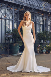 Nox Anabel JE-954 Simple Cowl Neckline Mermaid Wedding Gown