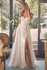 Nox Anabel JE-953 Off-Shoulder Embroidered Tulle A-line Wedding Gown