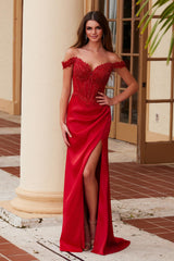 Nox Anabel F-1572 Stretch Satin Sequined Prom Gown