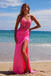 Nox Anabel H-1670 Sparkle Satin Formal Prom Gown