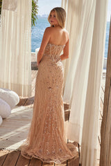 Nox Anabel R-1695 Sweetheart Strapless Sequin and Beaded Applique Prom Dress