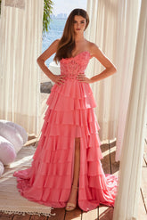 Nox Anabel Y-1551 Layered Chiffon Prom Gown