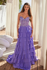 Nox Anabel Y-1551 Layered Chiffon Prom Gown