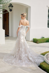 Nox Anabel JE-974 Off Shoulder Tulle Lace Wedding Dress