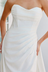 Nox Anabel JW-1035 Minimalist Strapless Pleated Bodice Wedding Gown