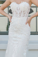 Nox Anabel JQ-1038 Sweetheart Sheer Lace Embroidered Wedding Dress