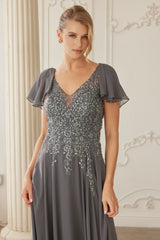 Nox Anabel MJ-132 Chiffon Mothers Gown With Beading And Embroidery