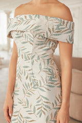 Nox Anabel MJ134 Off-The-Shoulder Jacquard Leaf Pattern Mother of the Bride Dress