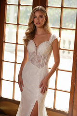 Nox Anabel C1600W Fully Beaded Tulle Wedding Gown With Train