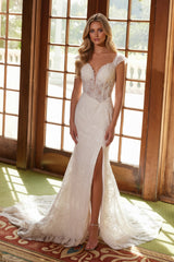 Nox Anabel C1600W Fully Beaded Tulle Wedding Gown With Train