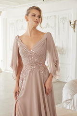 Nox Anabel ME151 Long Chiffon MOB MOG Gown With Cape Sleeves