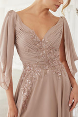 Nox Anabel ME151 Long Chiffon MOB MOG Gown With Cape Sleeves