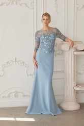 Nox nabel MH159 Stretch Satin Mother's Formal Gown Embroidery & Sequins