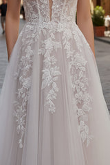 Nox Anabel JE1072L Lace A-line Bridal Gown With Chapel Train