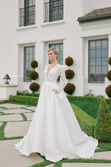 Nox Anabel JE1078 Long Sleeve Lace And Satin Bridal Gown