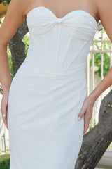 Nox Anabel JE1081 Minimalist Bridal Gown Twist Knot Bodice With Train