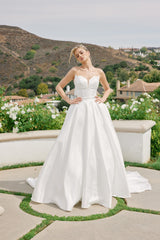 Nox Anabel JE1085 Satin Minimalist Bridal Gown With Cathedral Train