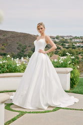 Nox Anabel JE1085 Satin Minimalist Bridal Gown With Cathedral Train