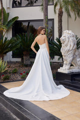 Nox Anabel JW1045 Satin Minimalist Bridal Gown With Chapel Train