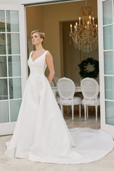 Nox Anabel JW1049 Minimalist Floral Pattern Satin Wedding Gown