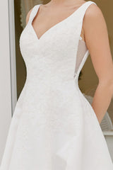 Nox Anabel JW1049 Minimalist Floral Pattern Satin Wedding Gown