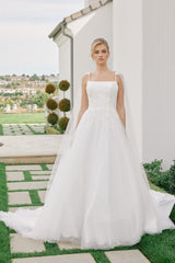 Nox Anabel JW1052 A-Line Tulle Bridal Gown With Floating Sleeves