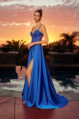 Nox Anabel A1748 Fitted Stretch Satin Prom Gown With Illusion Bodice