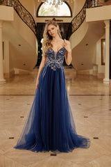 Nox Anabel G1795 Long Tulle Prom Gown With Embroidery