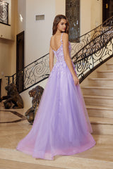 Nox Anabel R1824 Shimmer Tulle Long Prom Gown With Embroidered Bodice