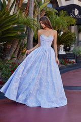 Nox Anabel T1913 Long Jacquard Floral Pattern Prom Or Ball Gown