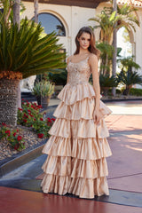 Nox Anabel N1762 Layered Organza Prom Ball Gown With Corset Back