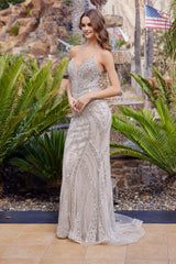 Nox Anabel C1833 Fully Beaded Prom Evening Gown Lace-up Back