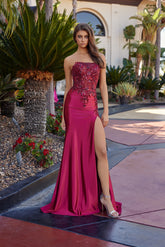 Nox Anabel A1743 Stretch Satin Prom Gown With Lace-up Back