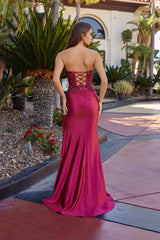 Nox Anabel A1743 Stretch Satin Prom Gown With Lace-up Back