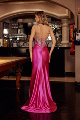 Nox Anabel C1832 Stretch Jersey Prom Gown With Rhinestone Detailing