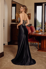 Nox Anabel E1910 Satin Sweetheart Stoned Bodice Prom Gown