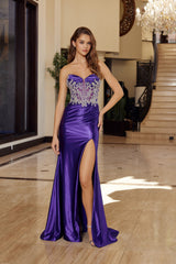 Nox Anabel T1854 Satin Strapless Prom Gown With Corset Back
