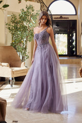 Nox Anabel F1567-1 Full Shimmer Tulle Prom Gown With Floral Pattern Beading