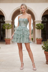Nox Anabel G7043 Ruffled Mini Homecoming Dress With Sequins