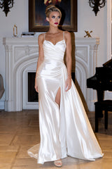 Lenovia 8416 Stretch Sateen Wrap Look Prom Gown With Train