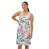 Ralee Fashion Botanical Print Racerback Dress for Women, Floral Summer Dress, Vacation Attire, Casual Wear, Outdoor Events, Wedding Guest Outfit