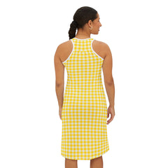 Ralee Fashion Sunny Yellow Gingham Racerback Dress for Women, Casual Summer Style, Fun Beachwear, Picnic Outfit, Lightweight Sundress