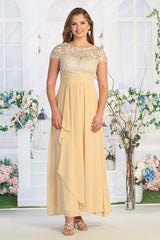 Cindy Collection 1531 Chiffon & Lace Mother's Gown With Cap Sleeves