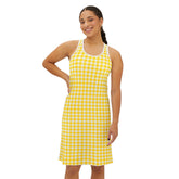 Ralee Fashion Sunny Yellow Gingham Racerback Dress for Women, Casual Summer Style, Fun Beachwear, Picnic Outfit, Lightweight Sundress