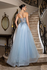 May Queen MQ2178 Shimmer Tulle & Lace Formal Prom Gown