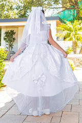 Cinderella Couture Kids 2912 Satin and Illusion Communion Dress