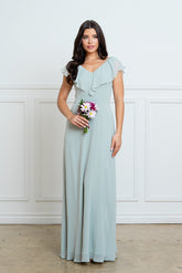 Eva USA 3328 Classic Minimalist Chiffon Bridesmaid Or Formal Gown