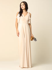 Eva USA 3345 Chiffon Bridesmaids Dress with Flutter Sleeves