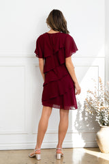 Eva USA 3361 Short Ruffled Chiffon Mother's Formal Dress