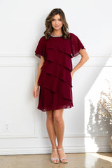 Eva USA 3361 Short Ruffled Chiffon Mother's Formal Dress